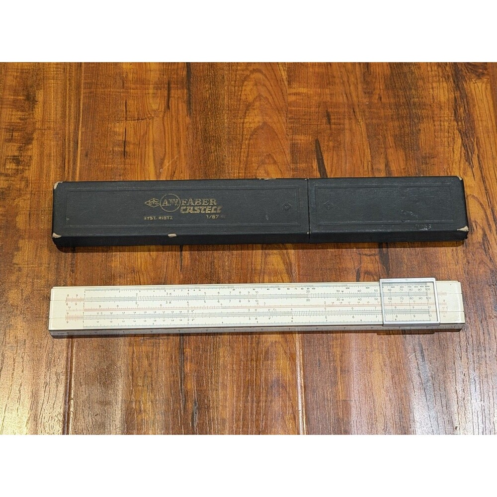 Vintage A.W. Faber Castell 1/87 M System Rietz Slide Rule in Original Box